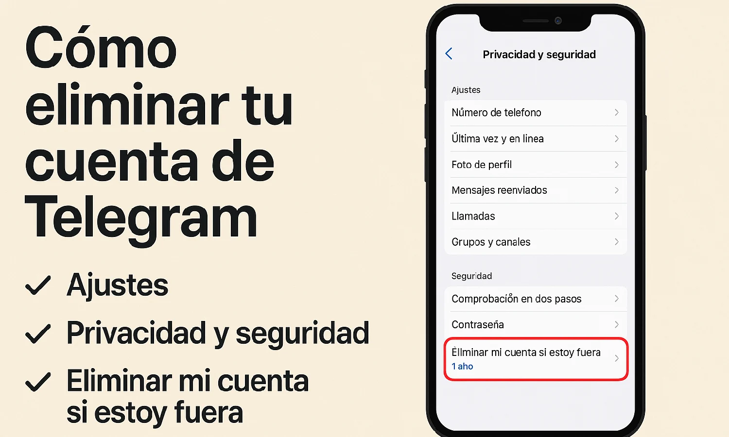 Eliminar cuenta telegram